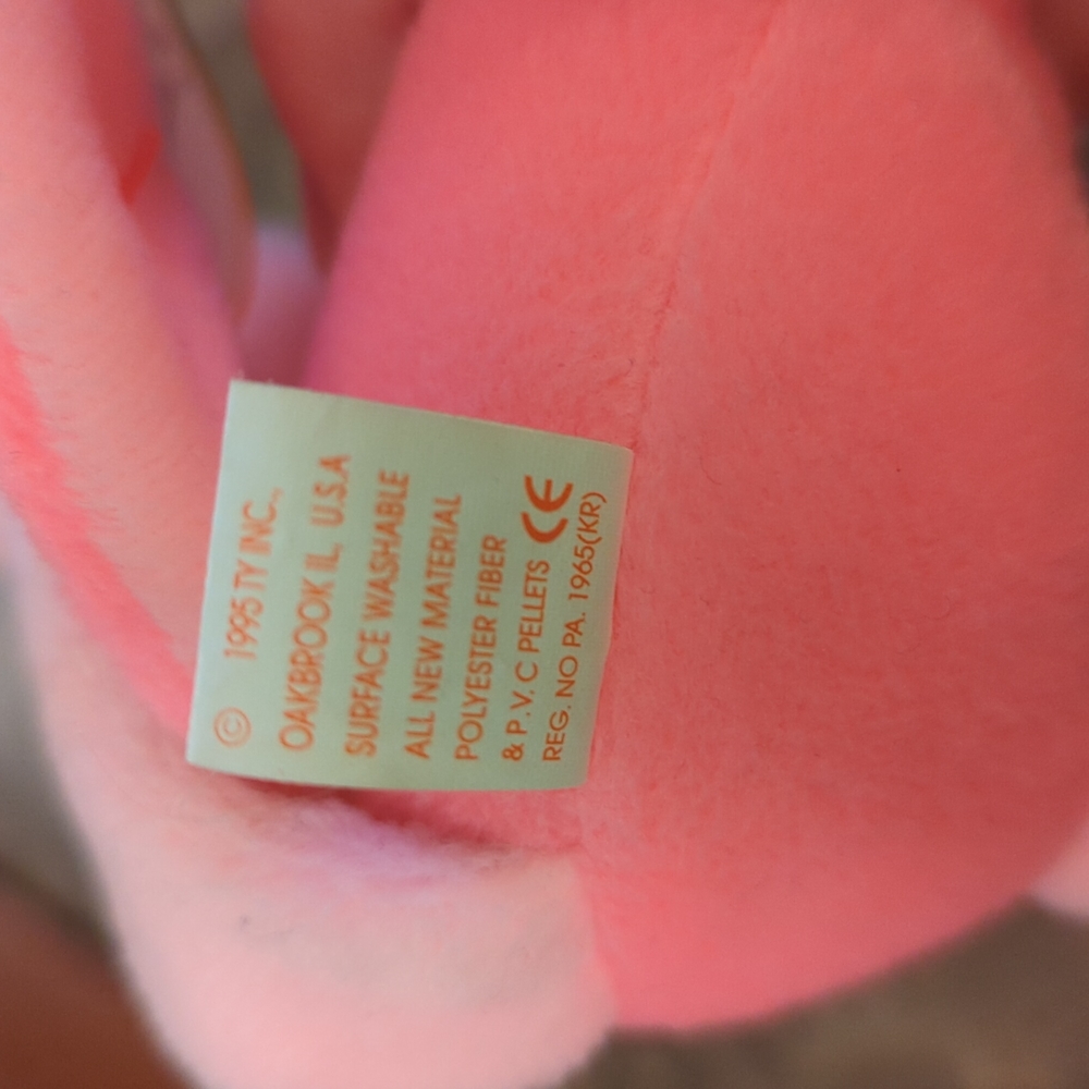 Retired Tag Errors PVC Pellet Pinky Beanie Baby 4072 Flamingo 🦩 - Picture 7 of 8